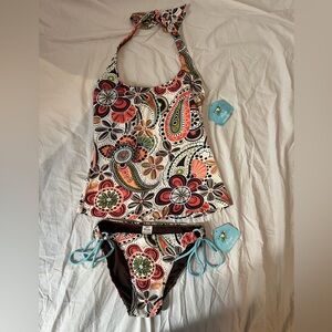Floral Boho Halter Tankini Swimsuit